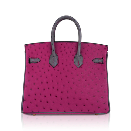 Vivid Fuchsia Magenta Ash Grey Two-Tone Dotted Grain Structured Handheld Tote With Polished Golden Turn-Lock Hardware, Matching Padlock Charm And Base Protective Metal Feet