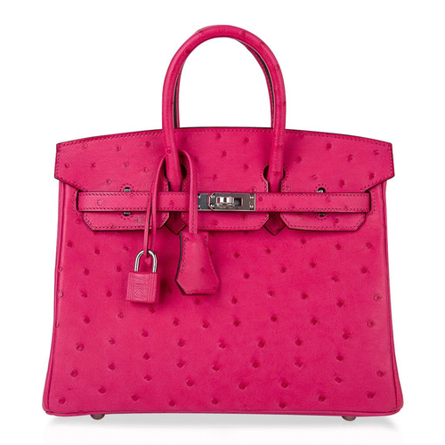 Vivid Jewel Hot Pink Dotted Indentation Structured Hand Tote With Polished Silvery Twist Lock Hardware, Matching Hanging Padlock And Base Defensive Metal Studs