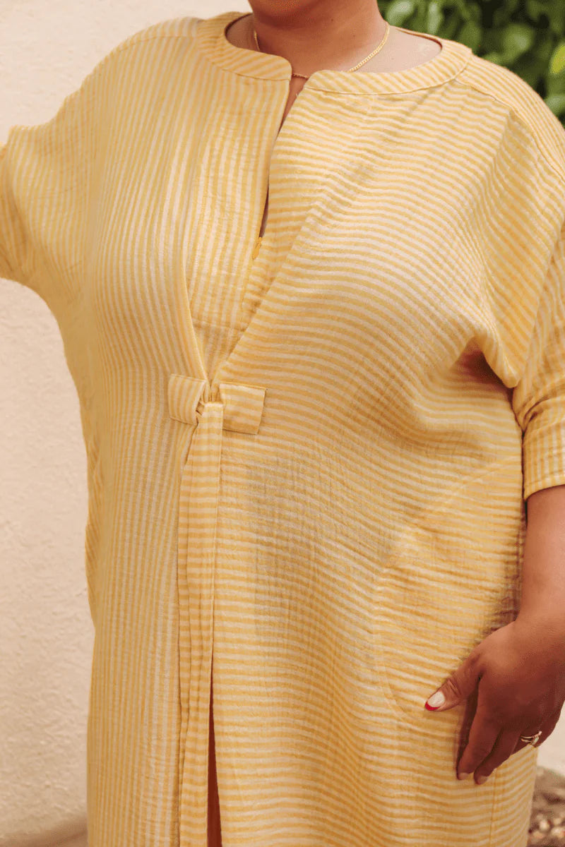 Effortless Summer Glow: The Yellow Kaftan Dress