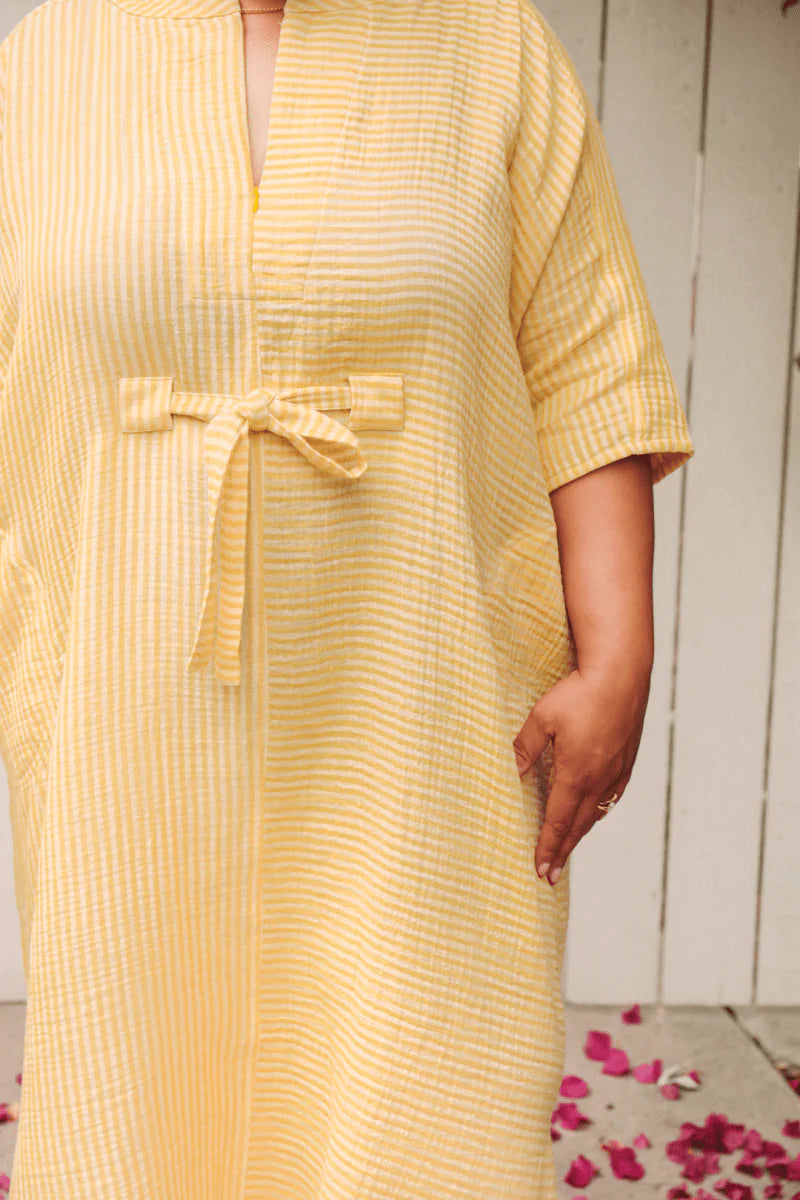 Effortless Summer Glow: The Yellow Kaftan Dress